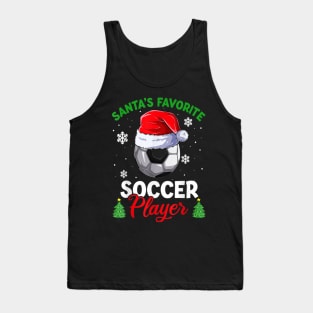 Santa's Favorite Soccer Player Christmas Pajamas Soccer Lovers Tank Top